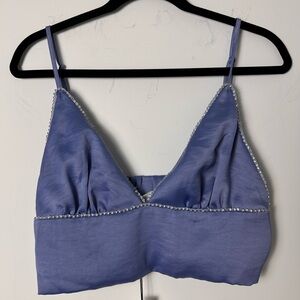 NWT Mustard Seed (Boutique) (L) Purpley-Blue Rhinestoned Crop Tank Going Out Top